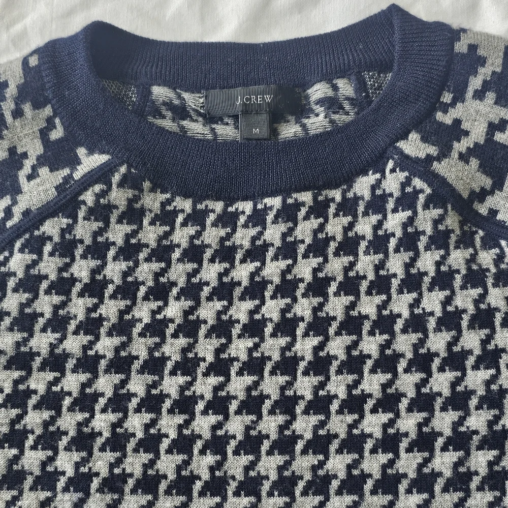J.Crew 100% Merino Wool Houndstooth Sweater - Women’s Size M - Preppy Quiet Lux